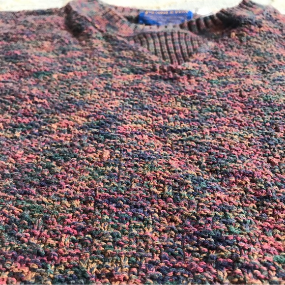 SOLD: Pendleton Sweater Textured Multicolor Made In USA 100% Cotton Womens L - Picture 4 of 14